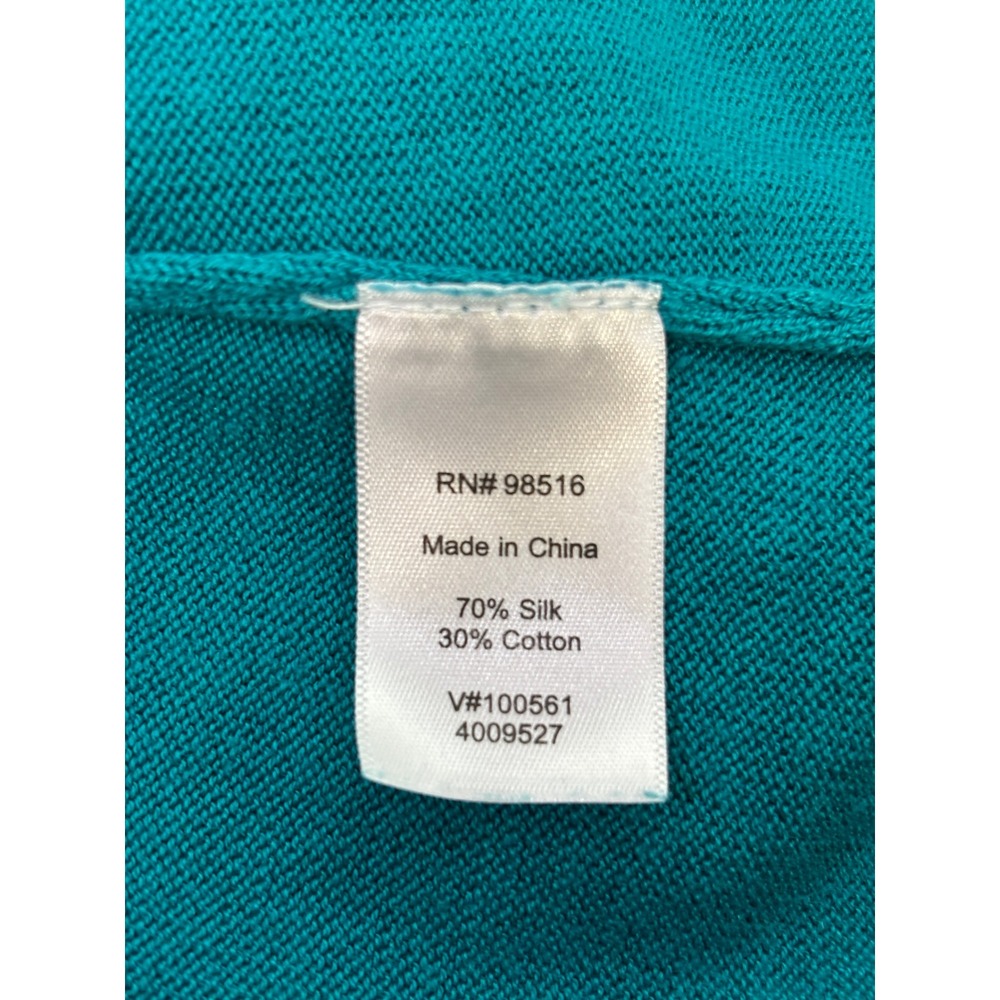 Coldwater Creek Tank Top Large Teal Silk Cotton Blend Knit Scoop Neck Women - Picture 9 of 10